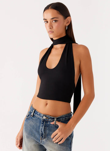 Chrysta Halterneck Top - Black