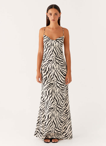 Gianni Cowl Maxi Dress - Zebra