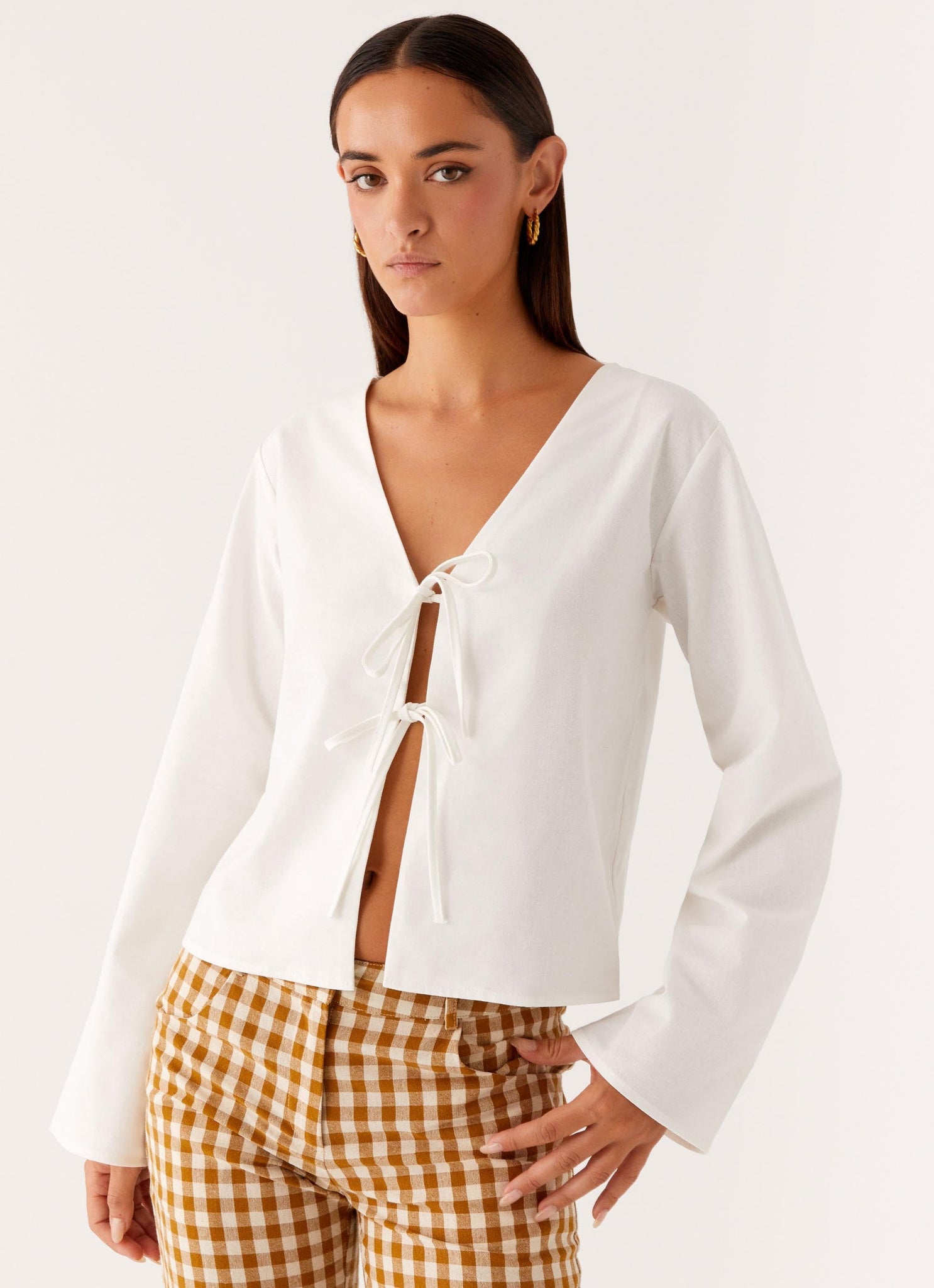 Isabelle Tie Front Top - White