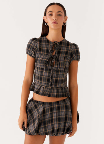 Lucia Mini Skirt - Brown Check