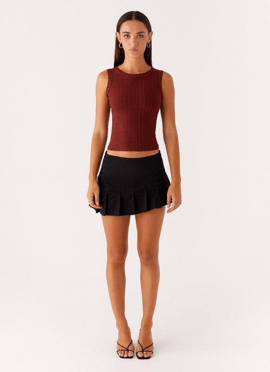 Malene Ribbed Top - Brown