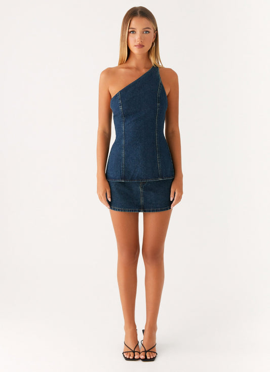 Maysa Denim Top - Washed Denim