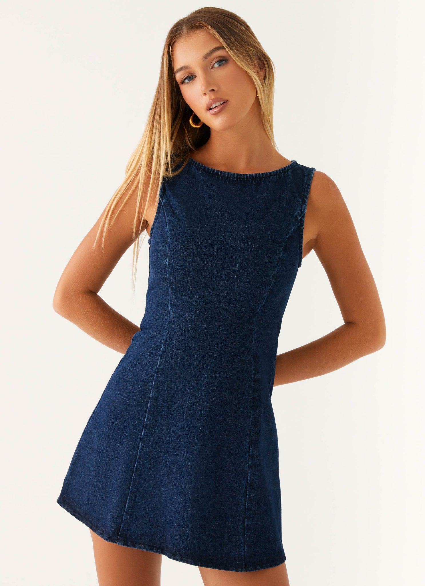 Rochelle Denim Mini Dress - Blue