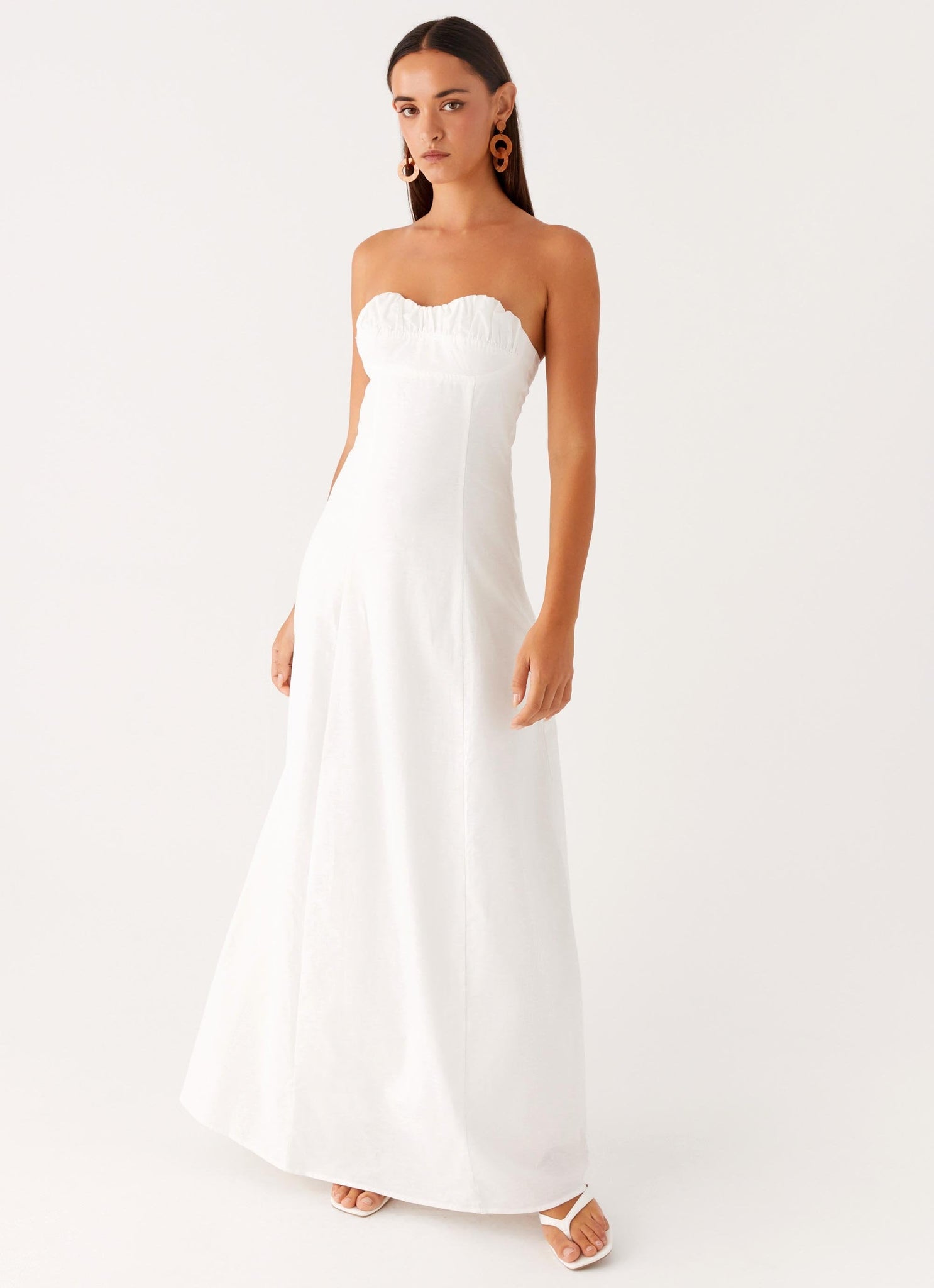 Tayla Linen Maxi Dress - White