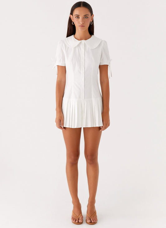 To Us Pleated Mini Dress - White