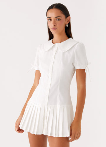 To Us Pleated Mini Dress - White