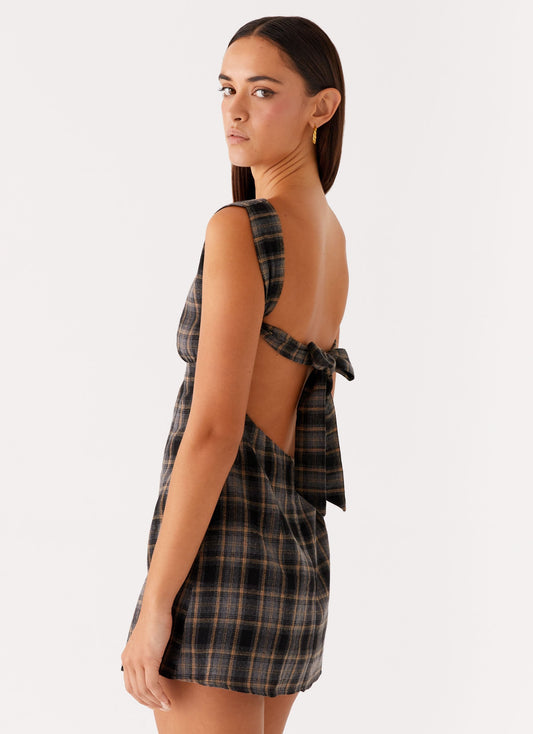 Vella Mini Dress - Brown Check